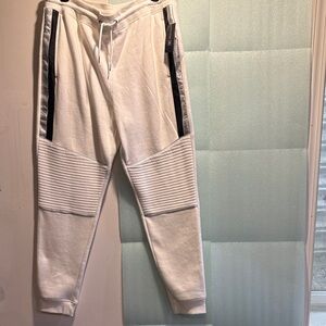 INC International Concepts White Joggers with Black Accents Athleisure. NWT